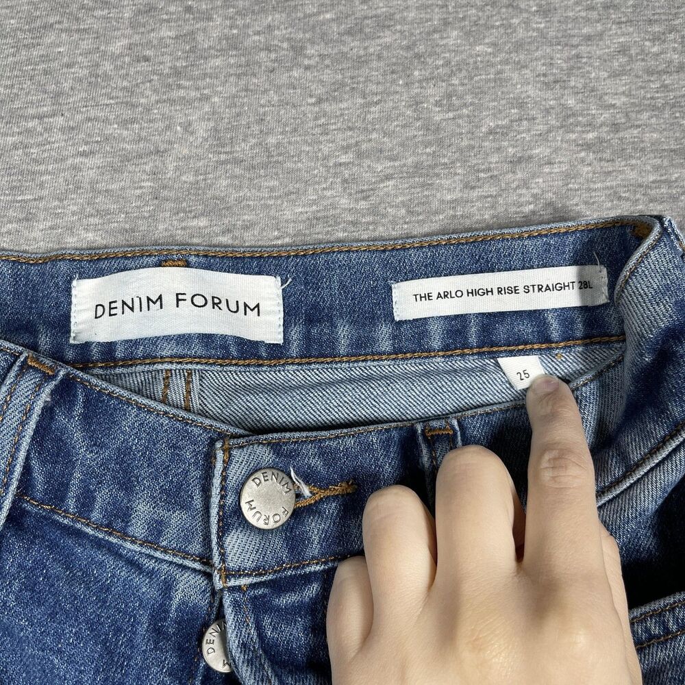 Denim Forum Jeans Womens 25 Blue The Arlo High Rise Straight 28L - Picture 2 of 10